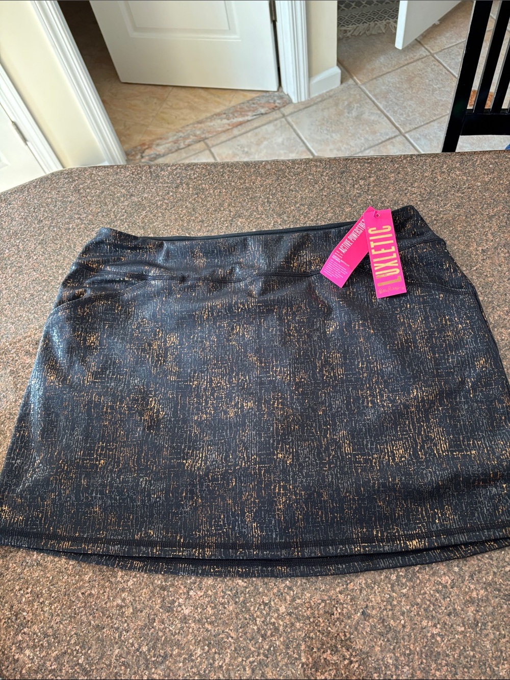 Lilly Pulitzer Black Metallic Sabbia Skort-XL